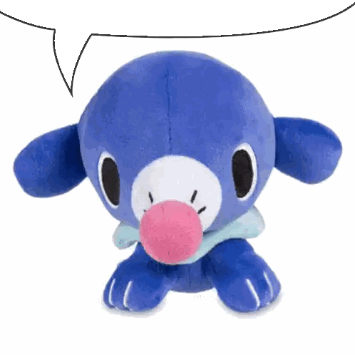 Blue Stuffed Animal with Speech Bubble