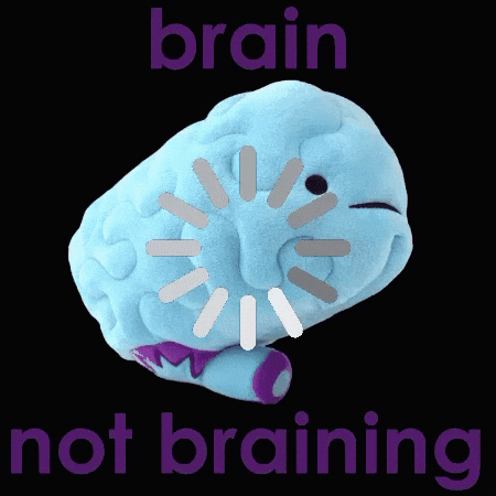 Blue Stuffed Brain Saying Brain Not Braining