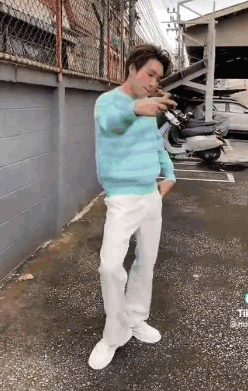 Blue Sweater Man White Pants Parking GIF