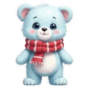 Blue Teddy Bear with Red and White Scarf
