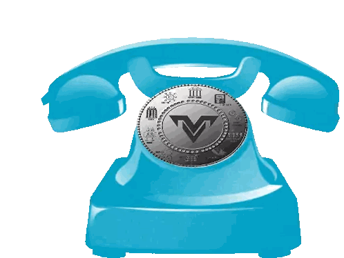 Blue Telephone with Silver V