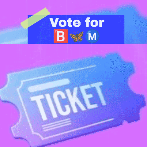 Blue Ticket with Text Vote for BM