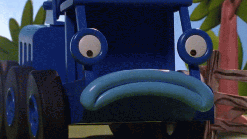 Blue Toy Truck With Sad Face