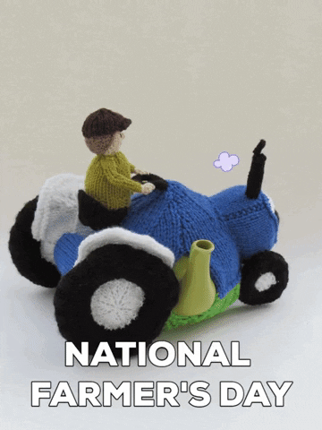 Blue Tractor Crochet Farmer's Day GIF