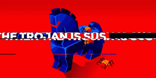 Blue Trojan Horse Saying Is Sus GIF