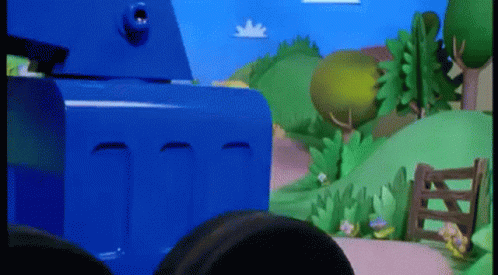 Blue Truck in Cartoon Scene