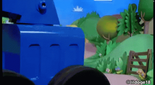 Blue Truck in Cartoon Scene