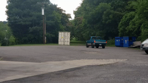 Blue Truck Parked With Container GIF