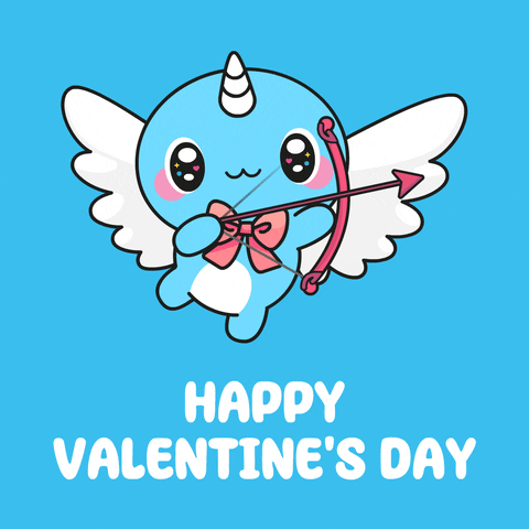 Blue Unicorn Happy Valentine's Day GIF
