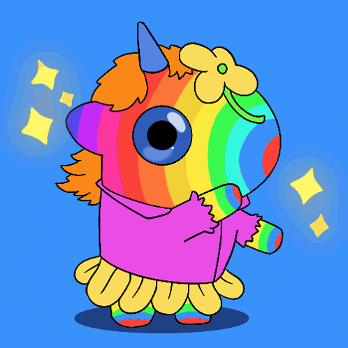 Blue Unicorn with Flower