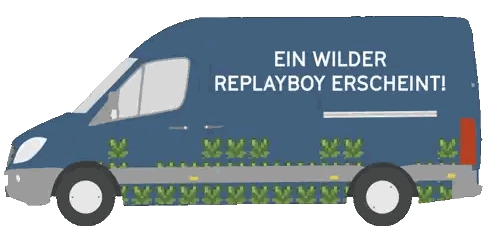Blue Van With Ein Wilder Replayboy
