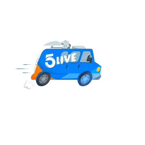 Blue Van With Live Sign
