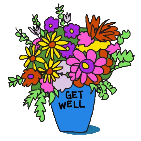 Blue Vase With Get Well Flowers
