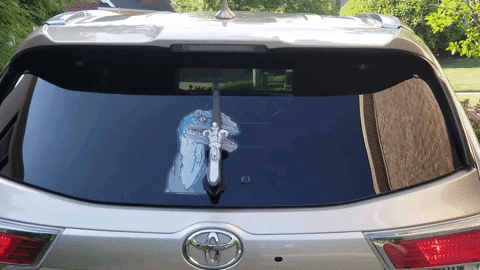 Blue Velociraptor Windshield Dust Wiper GIF