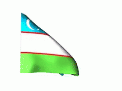 Blue White and Green Flag with Crescent Moon