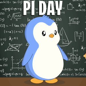 Blue White Penguin At Blackboard Pi Day GIF
