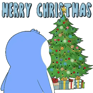 Blue White Penguin Christmas Tree