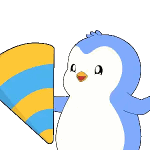 Blue White Penguin Holding Orange Bucket