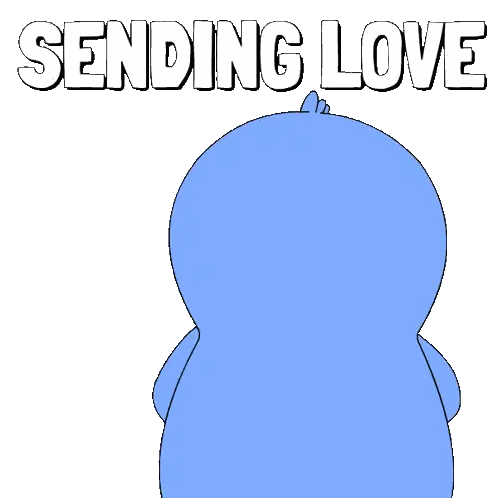 Blue White Penguin Holding Red Heart Sending Love