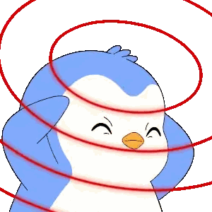 Blue White Penguin With Red Swirl