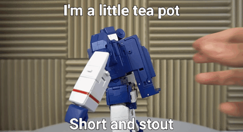 Blue White Robot I'm Little Teapot Short Stout GIF