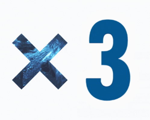 Blue X and Blue Number 3