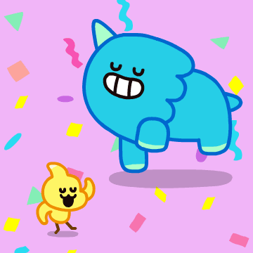 Blue Yellow Dancing Dino Jumping GIF