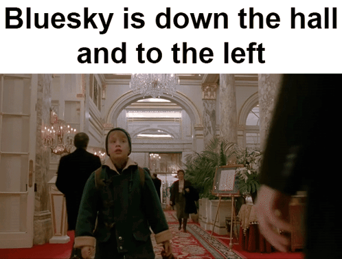 Bluesky Is Down The Hall And To The Left In A Movie GIF