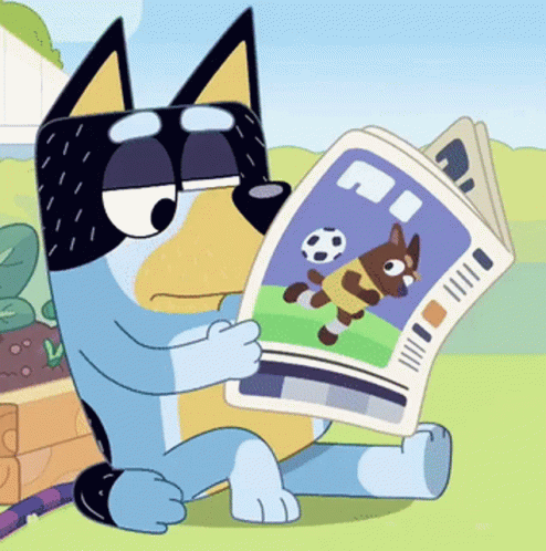Bluey Reading News Paper GIF