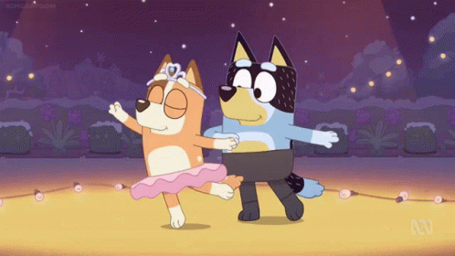 Bluey Bandit And Chilli Heeler Dancing GIF