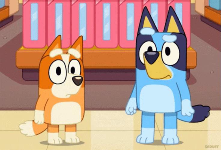 Bluey And Bingo Shocked GIF