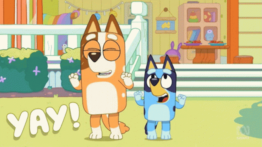 Bluey And Chilli Heeler Hip Hip Hooray GIF