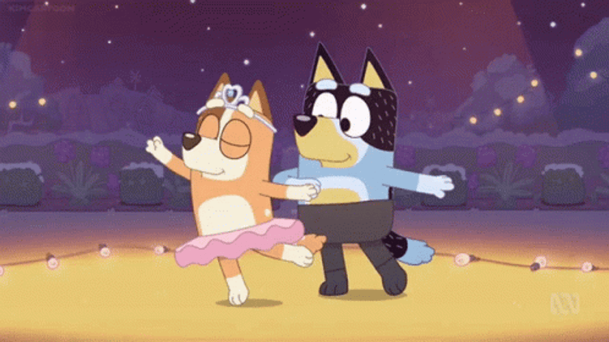 Bluey Bandit And Chilli Heeler Dancing GIF