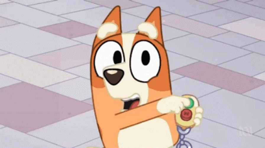 Bluey Bingo Clicking Green Botton GIF