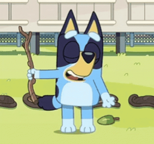 Bluey Dancing With Stick GIF