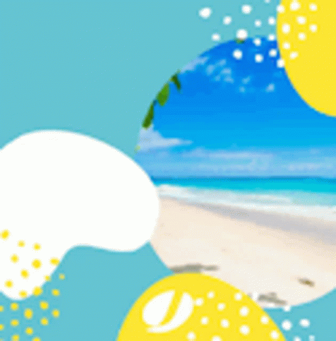 Blurred Beach Blue Sky Yellow Circles
