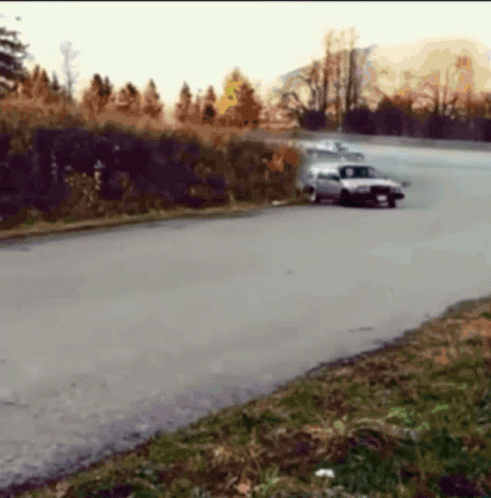 Blurred Car On Road With Trees GIF
