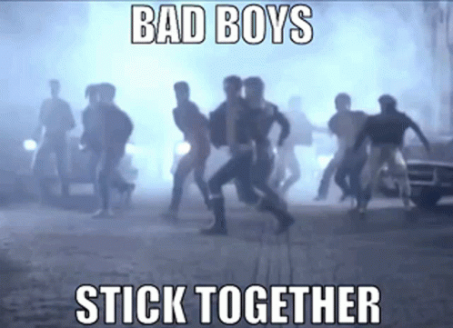 Blurred Group Dancing Bad Boys Stick Together