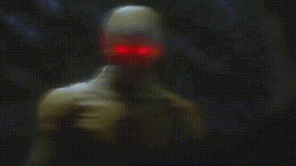Blurred Man Red Eyes Helicopter Noises Intensify Yellow