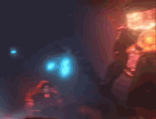 Blurred Person In Dark Room With Glowing Object GIF