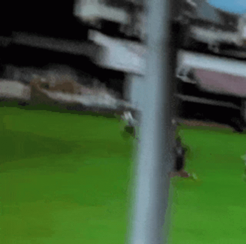 Blurred Person on Soccer Field With Pole
