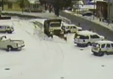 Blurred Snowy Parking Lot With Cars