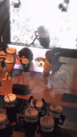 Blurred Table With Cups And Dog Picture GIF