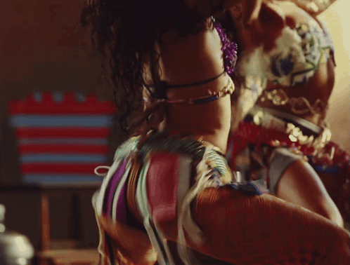 Blurred Woman In Colorful Dress And Heels GIF