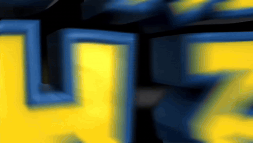 Blurry Blue and Yellow Sign Says Us
