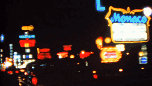 Blurry City at Night With Hollywood Sign