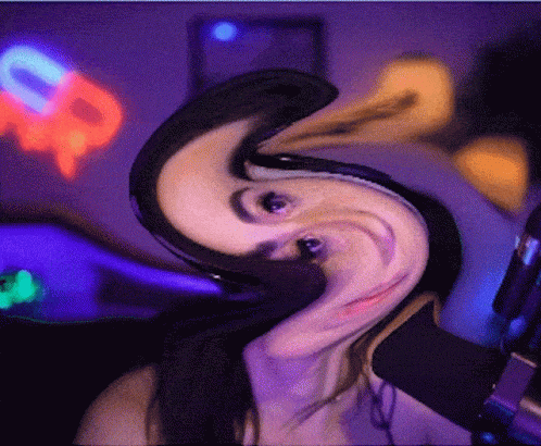 Blurry Face Neon Sign Says RP GIF