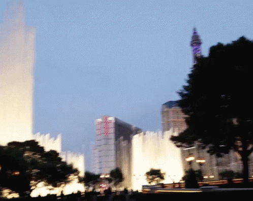 Blurry Fountain in Front of MGM Building