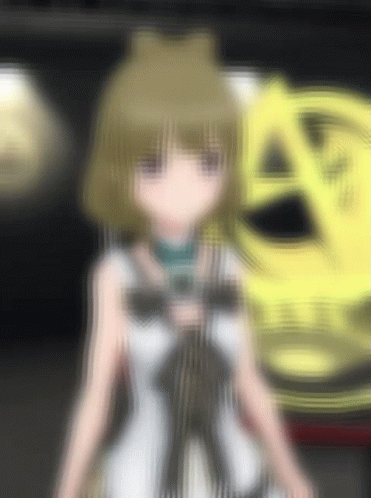 Blurry Girl In White Dress With Yellow Circle GIF