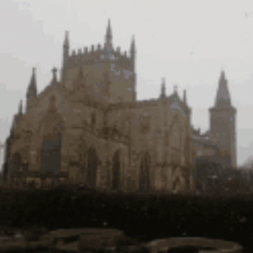 Blurry Large Building with Tower